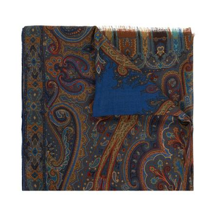 Etro, Paisley scarf Bruin, Heren, Maat:ONE Size,wol