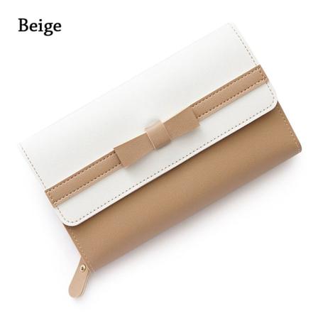 Långa Plånböcker För Kvinnor Söt Bowknot-väska Mode Beige