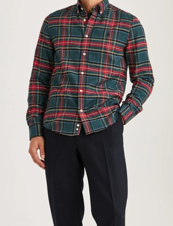 Morris Soft Twill Tartan Shirt-Slim Fit - Red - M