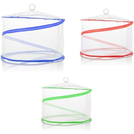 Flughuva Mat Flugskydd 3 stycken Matskärmsskydd för Mat med Olika Storlekar Hopfällbar