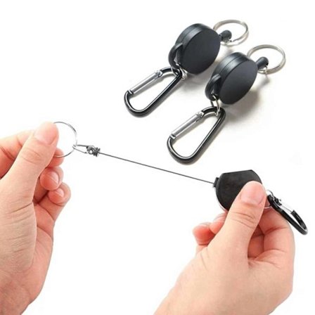 2 -pakke - Key Ring Udvidelig / nøgleholder med streng sort