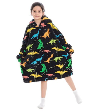 Barn Oversized Hoodie Hjem Myk Varm Flanell Søt Tegneserie Trykk Lang Ermet Genser Nattøy Gratis Størrelse