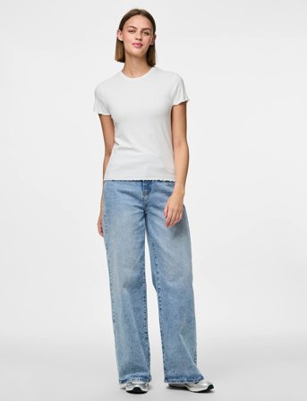 Pieces Pcnicca Ss O-Neck Top Jrs Noos - White - XL