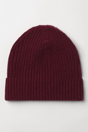 Soft Goat - Ski Ribbed Beanie - One Size - Dark Red