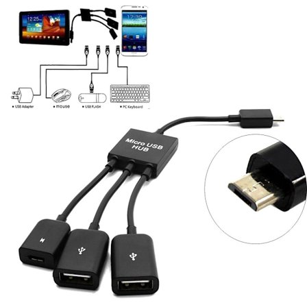 3-i-1 hane till hona Dual Micro USB Host OTG Hub