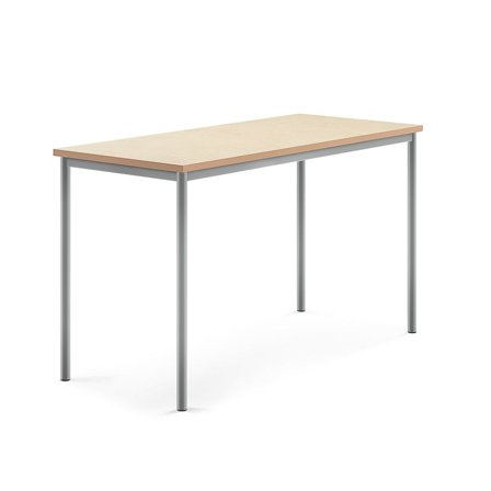 Bord SONITUS, 1600x700x900 mm, stativ silver, ljuddämpande linoleum, beige
