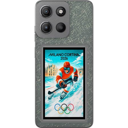 Kompatibel Mobilcover til Motorola Moto G15 Power Curling illustration med spillere og sten på isen, Milano Cortina 2026, snedækkede stænk og olympisk