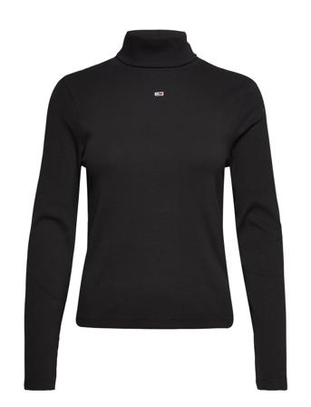 Tjw Essential Rib Turtleneck Ls Turtleneck Rullekravetrøje Sort Tommy Jeans