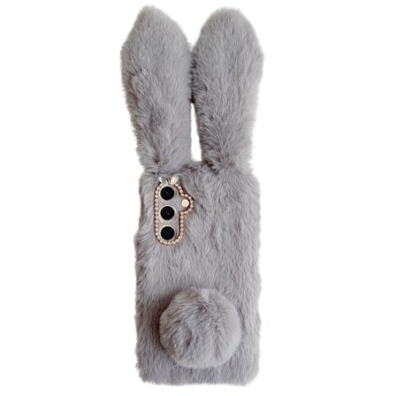 SKALO Samsung S25 3D Fluffy Bunny Cover - Grå
