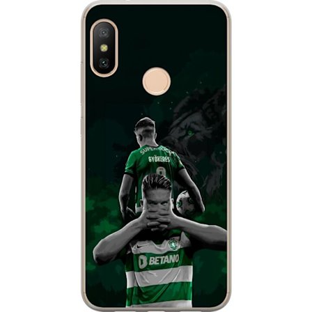 Yhteensopiva Puhelinkuori Xiaomi Redmi 6 Pro Neonmotiivi, jossa teksti "Gaming is in my DNA" sinisenä ja punaisena tiiliseinällä, jossa loistava DNA-s