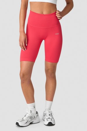 ICANIWILL - Ribbed Define Seamless Pocket Biker Shorts Coral Red- Shorts - Dames - sportkleding van ICIW