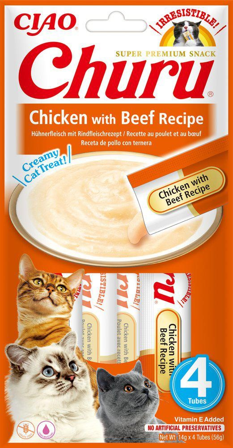 Churu - Cat Creamy Treat Chicken with Beef 4-pk. - Katt - Kattegodteri & kattegress - Belønningsgodbiter katt - ZOO.no
