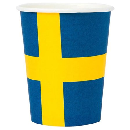 Svenska Flaggan Pappersmugg 8-pack - Kalaslagret.se