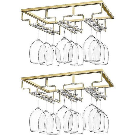 2 Pakning 3 Rad Vinglassholder Under Skap Stamware Vinglassholder Glass Oppbevaring Henger Metall Organizer For Bar Kjøkken