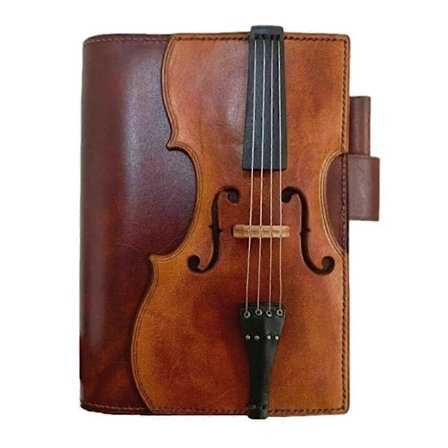 Violin PU Læder Notesbog - Musik Nodeblok, Ko Læder Journal