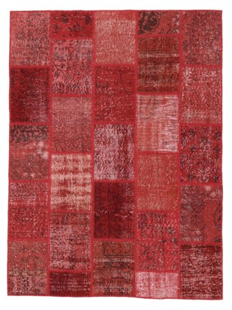 Hand Knotted Patchwork Rug 148X197 Dark Red/Red