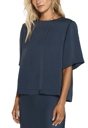 Twist & Tango Leonie Satin Tee T-shirts toppar Dam Blå 36