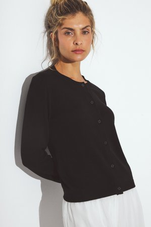 NA-KD - Finstrikket cardigan - Finstrikkede gensere - Svart - XS (EU 32)