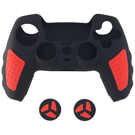 Søt hudgrepdeksel Anti-Slip silikonbeskyttende gummi deksel for PS5-kontroller, svart og rød