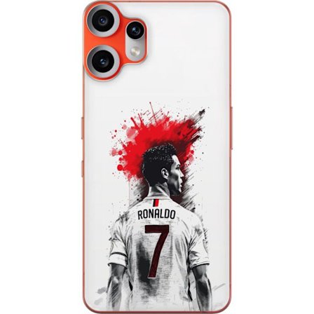Kompatibelt Mobilskal till Nothing Nothing CMF Phone 2 Pro Ronaldo Rött Energi motiv med fotbollsstjärnan i dramatisk röd och vit konststil och dyn
