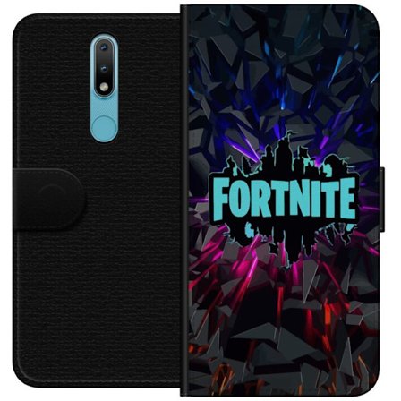 Yhteensopiva Lompakkokotelo Nokia Nokia 2.4 Pelit inspiraatio abstrakti logo suunnittelu räjähtävillä muodoilla, neon valot ja dynaaminen energia