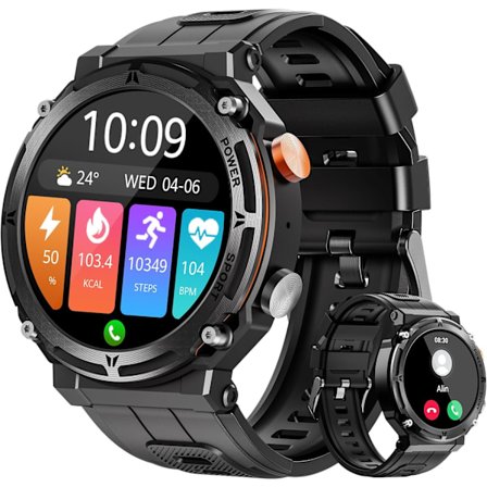 Militær Smartwatch til Mænd, Bluetooth Opkald, 1.39” HD IP68 Fitness Tracker Ur med 100+ Sportstilstande til Android