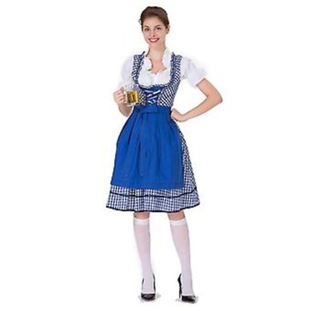 S-3XL Clearlove Dame Tysk Dirndl Kjole Kostymer for Bayersk Oktoberfest Halloween Karneval (S Blå)