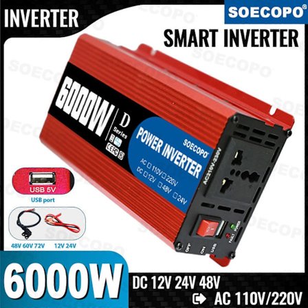 6000W Bærbar Smart Inverter 12V/24V/48V til 110V/220V AC med USB-port15ZoaXg