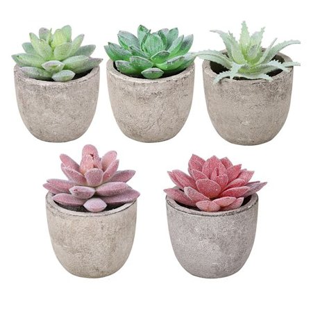 Kunstige sukkulenter, mini falske planter i hvide keramiske blomster bordpladeplanter til hjemmebadeværelse lille rumdekoration, 3