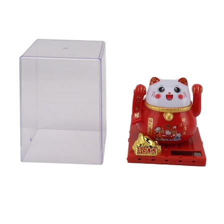 Solcelledrevet Lykkekatt Lyse farger Energibesparende Solenergi Vinkende Katt Lykke Velstand Velkomstkatt for hjem Skrivebord Ornament Rød X