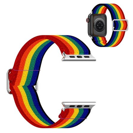 Apple Watch Series 6 / 5 44mm elastic nylon pattern watch band - Rainbow