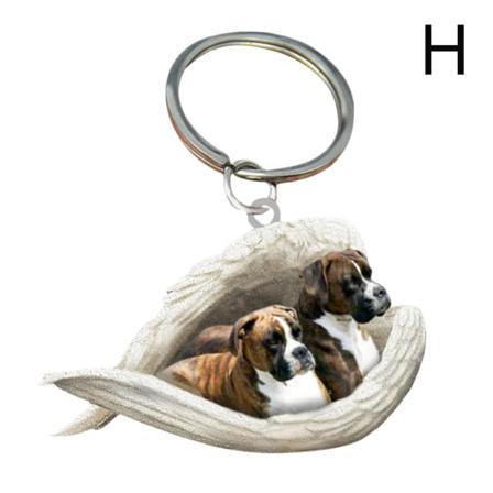 Söt Sovande Hund Ängel Akryl Nyckelring Showcase Hängande Keycha