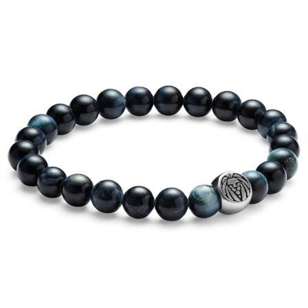 Pulsera de ojo de tigre gris para hombres - Pulseras de perlas