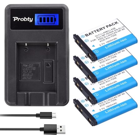 1800mAh Li-40B Li-42B EN-EL10 Batteri LCD-laddare för Olympus Li 40B 42B, Nikon EN EL10, FinePix XP70 XP60 XP50 T550