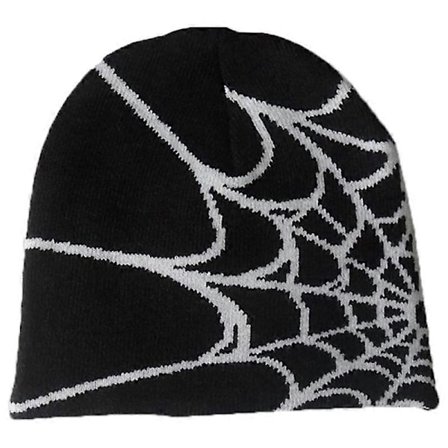 Y2k Hue Spider Web Hat Y2k Strikket Hue Skullies Hue Spider Web Hue Baggy Slouchy Hue Hovedbeklædning Skull Cap