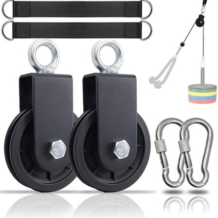 Treningskabel System - Trinse med Opphengstropp og Karabinkrok - Trinse - Trinser - Tautrinse - Lat Trinse - 360° Roterbar - Hjemmetrening -