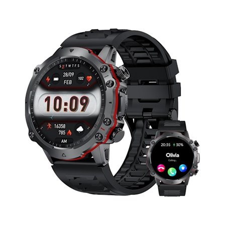 Smart Watch Amoled Sportsur Vandtæt Smartwatch Fitness Tracker Bluetooth Puls Blodtryk og