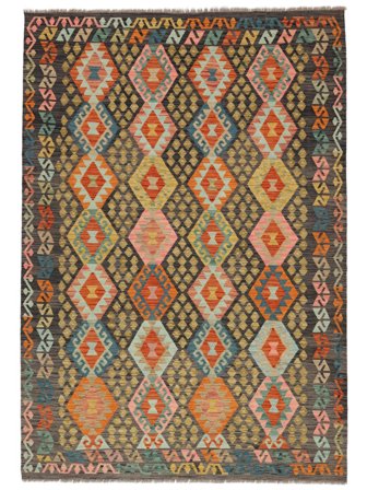 Handgewebt Kelim Afghan Old Stil Teppich 199X286 Braun/Schwarz