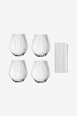 Nachtmann - Gin & Tonic-glas med sugrör Tastes Good, set i 5 delar - Transparent - Drinkglas & shotglas - Från Homeroom