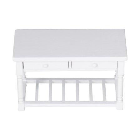 1:12 Dockhus Matbord Trä Mini Vit Sängbord Modell för Miniatyrdockhus