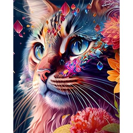 Diamantmålningssats för vuxna, katt DIY, diamantkonstsats för barn diamantväggdekoration present 30*40cm