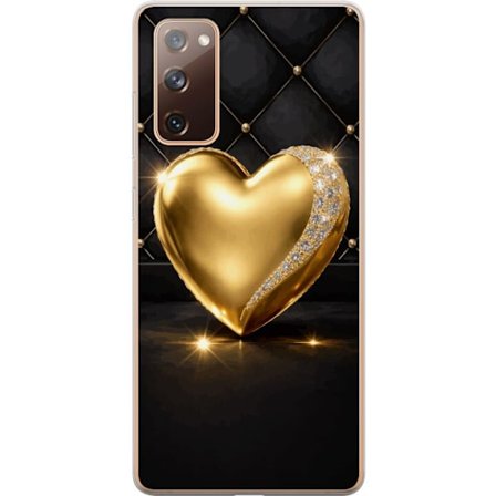 Yhteensopiva Puhelinkuori Samsung Galaxy S20 FE Kultainen sydän timanttireunalla
