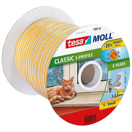 Tesa E-list 55701-00100-00 Tetningstape EPDM, 100 m, 9 mm x 4 mm Hvit, Maskintilbehør & forbruk