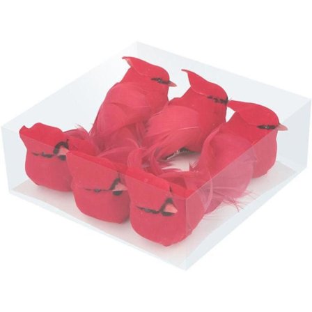 Set med 6 röda pappersfåglar med klämma