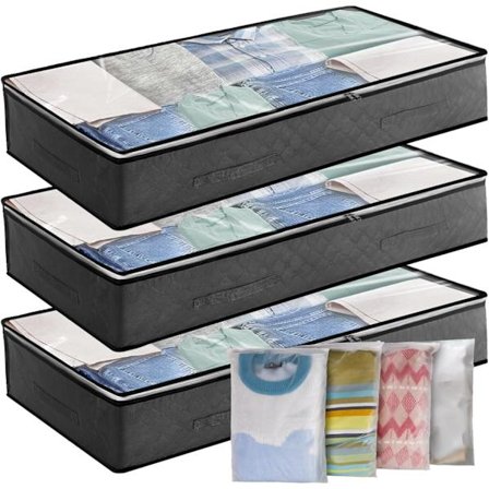 3-delad förvaringsväska under sängen, 90 liter stor förvaringslåda under sängen