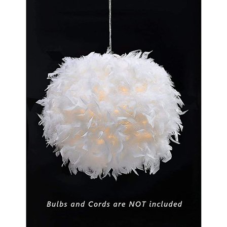 Fjerlet lampeskærm til loftshængt pendellampe. Fluffy lampeskærm gave