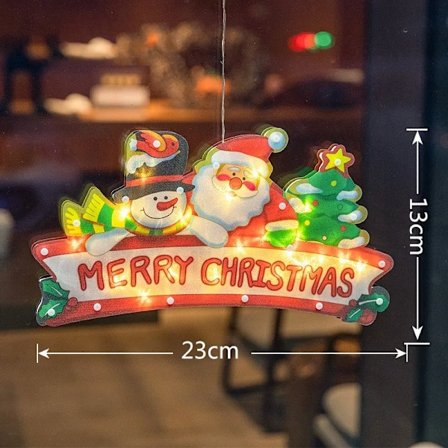 Jul Vindue Lys LED Blinker Hængende Jul Vindue Silhuet Dekor med sugekop Krog til jul
