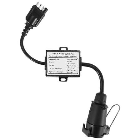Yhdysvaltain ja Euroopan perävaunun valokääntäjä 4-napainen litteä liitin (amerikkalainen ajoneuvo) 7-napaiseen pyöreään liittimeen (EU