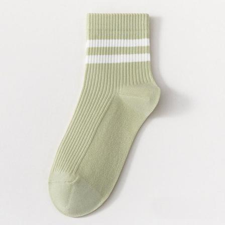 1 par kæmmet bomuld Fashion soild Strømper farverige stribe Sokker Green