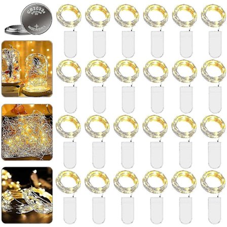 20 stk LED Mikro Kobber Fe-lys med Batteri